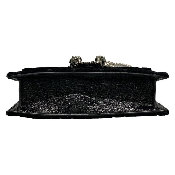 Auth GUCCI Duonisos,GG Pattern 476432 Black Velour Patent Leather - Shoulder Bag - Picture 6 of 16